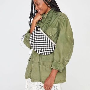 Clare V Grand Fanny Bag Black and Cream Checkers